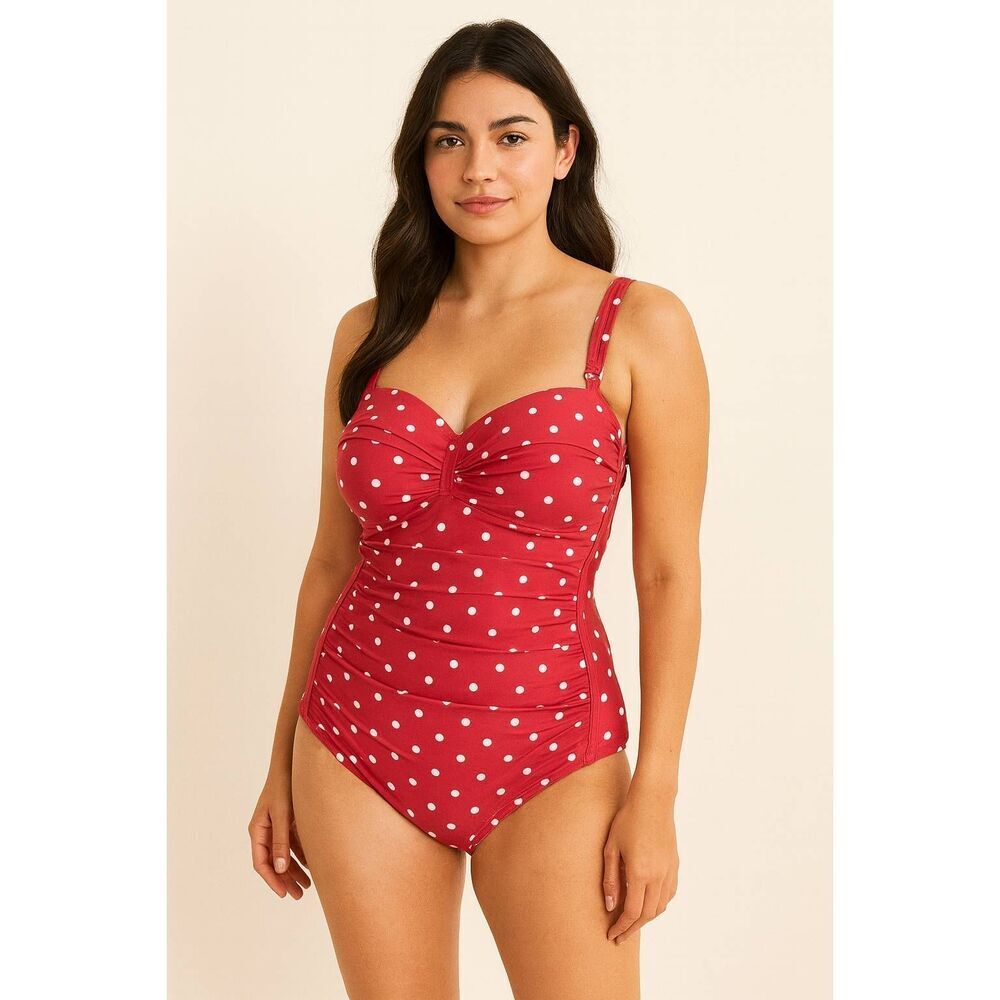 Nip Tuck Swim Red Polka Dot One Piece Swimsuit Size 6 US / 10 AUS NWT